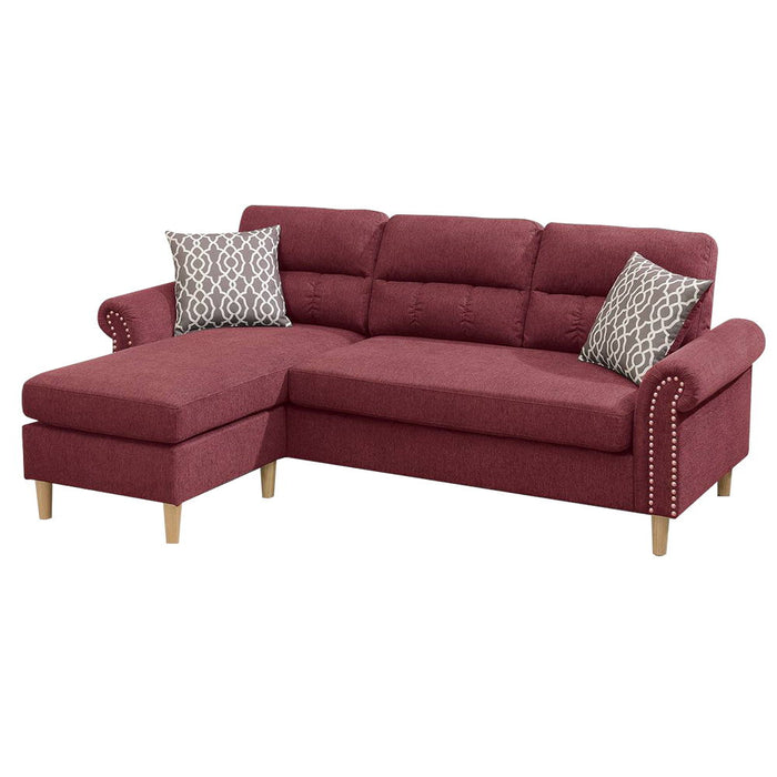 Velvet Reversible Sectional Sofa In Paprika Red