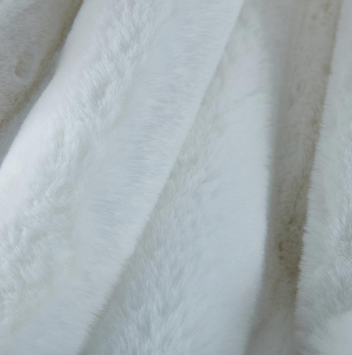 Cassilda Luxury Chinchilla Faux Fur Throw Blanket (50" X 60") - White