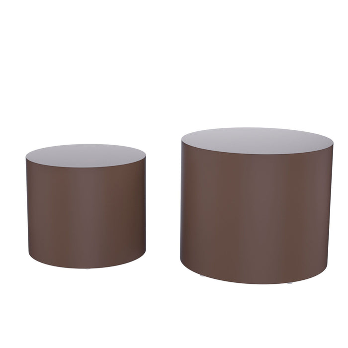 MDF Nesting Table (Set of 2) Round Side Table Brown