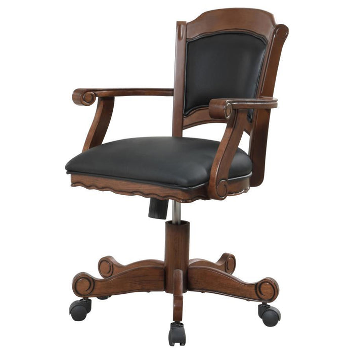 Turk - Game Chair With Casters - Black And Tobacco Unique Piece Furniture