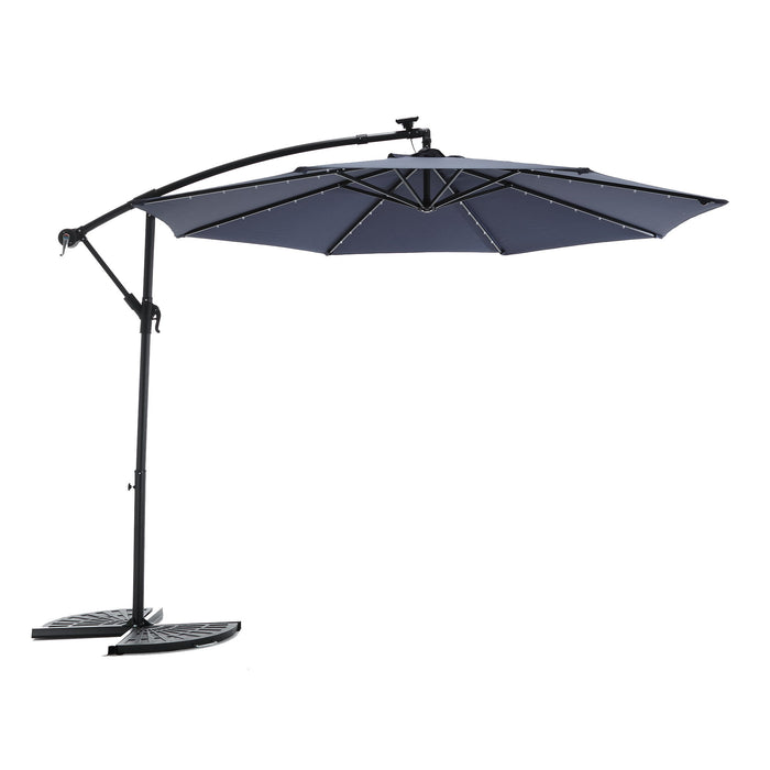 10Ft Solar LED Offset Hanging Market Patio Umbrella (Navy Blue)