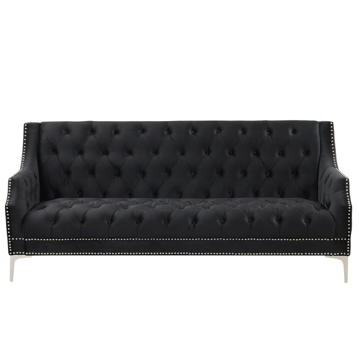 78" Modern Sofa Dutch Plush Upholstered Sofa With Metal Legs, Button Tufted Back Black