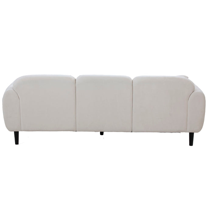 Mid-Century Modern 3 Seater Couch Velveteen Sofa With Solid Wood Leg For Living Room, Bedroom, Living Room Beige