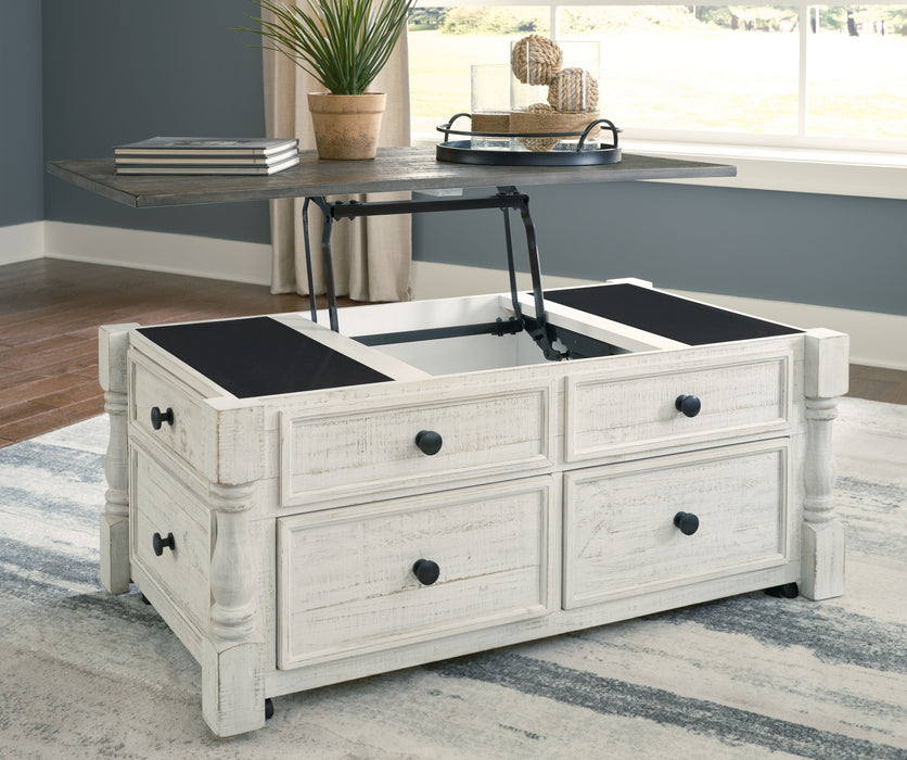 Havalance - White / Gray - Lift Top Cocktail Table With Storage Drawers Unique Piece Furniture