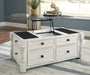 Havalance - White / Gray - Lift Top Cocktail Table With Storage Drawers Unique Piece Furniture