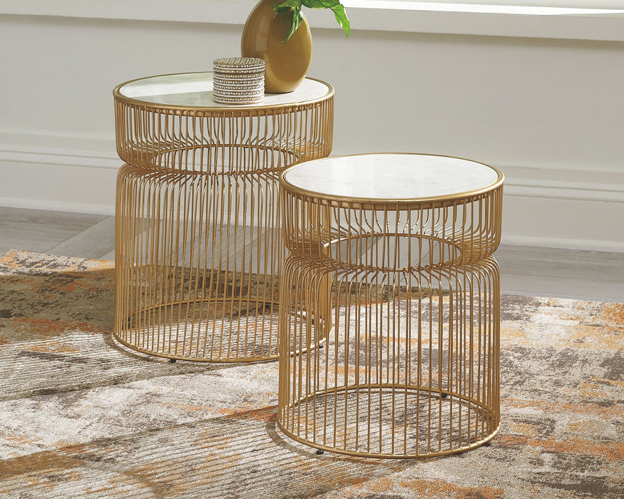 Vernway - White / Gold Finish - Accent Table Set (Set of 2) Unique Piece Furniture