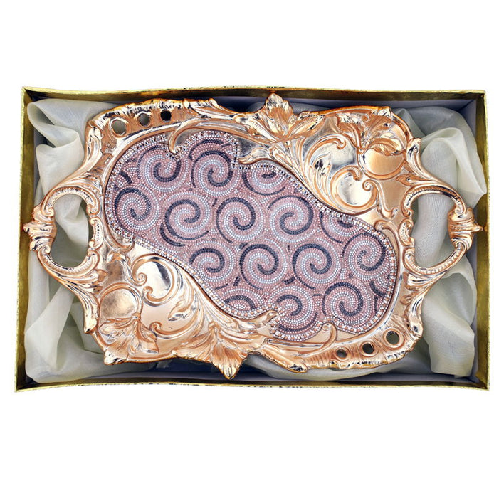 Ambrose Chrome Plated Crystal Embellished Ceramic Plate - Gold