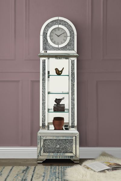 Noralie - Grandfather Clock - Pearl Silver - 63" Unique Piece Furniture