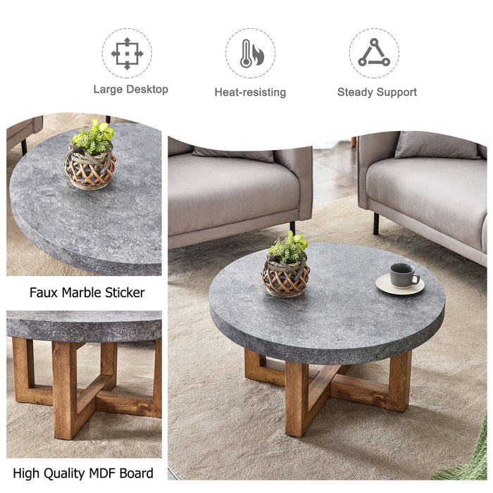 A Modern Retro Circular Coffee Table With A Diameter, Made Of MDF Material, Suitable For Living Rooms