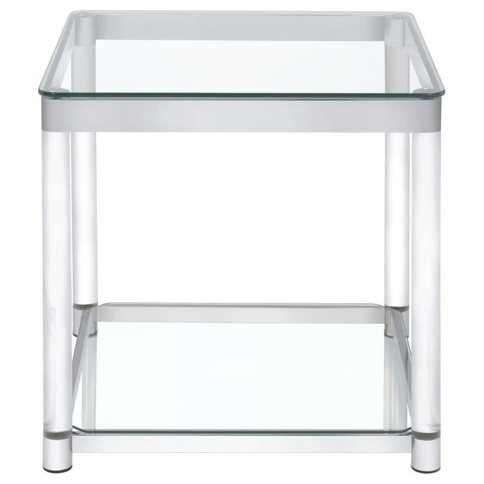 Anne - End Table With Lower Shelf - Chrome And Clear Unique Piece Furniture