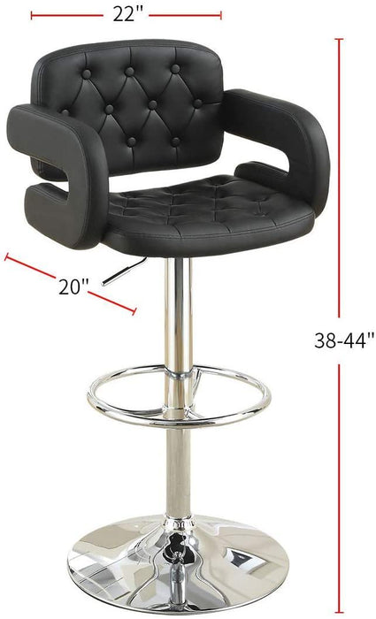 Classic Armrest Tufted Faux Leather Upholstered Faux Leather Barstool / Chair Adjustable Height Swivel Kitchen Stools 1 Piece Chair
