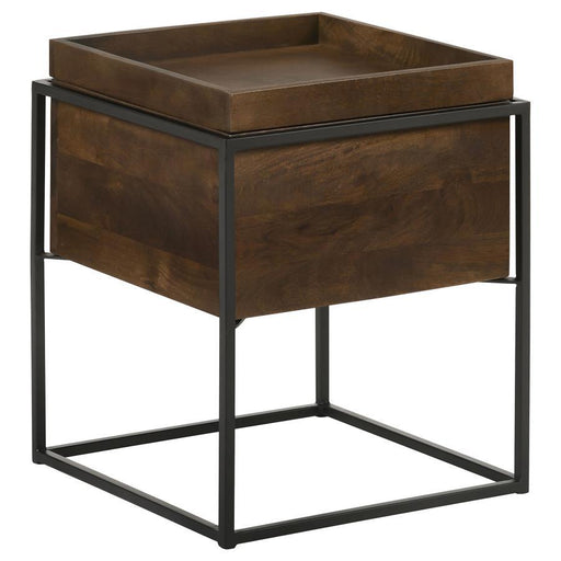Ondrej - Square Accent Table With Removable Top Tray - Dark Brown And Gunmetal Unique Piece Furniture