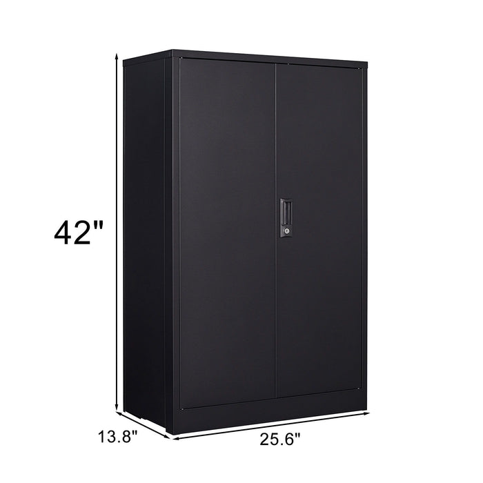 Storage Cabinet With Locking Doors And Adjustable Shelf - Black