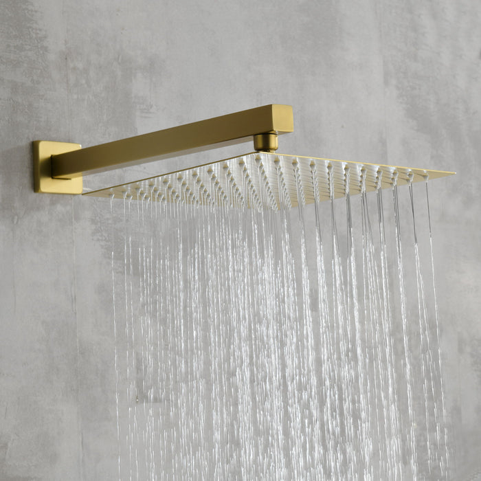 Complete Shower System, With Rough In Valve - Gold