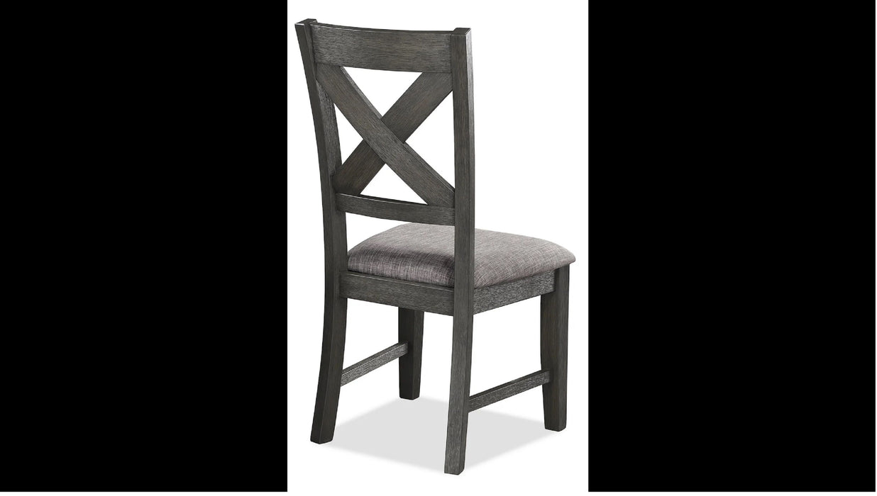 Transitional Farmhouse (Set of 2) Dining Chair Gray Upholstered Seat X-Back Design Dining Room Wooden Furniture