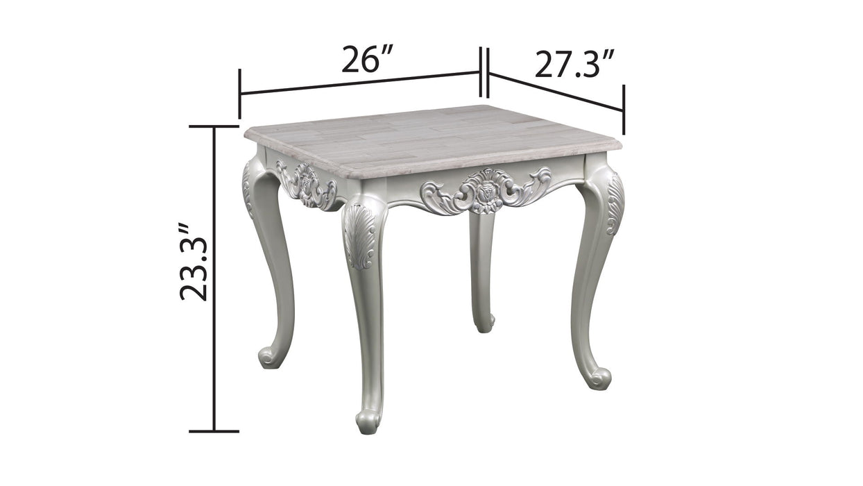 Melrose Traditional Style End Table Made With Wood In Silver Finish