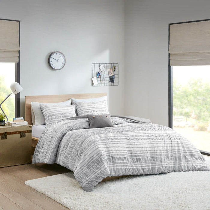 Striped Comforter Set - Grey