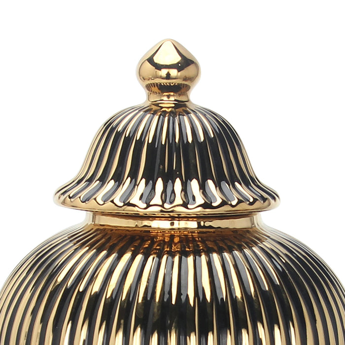 Design Ceramic Decorative Ginger Jar Vase - Black / Gold
