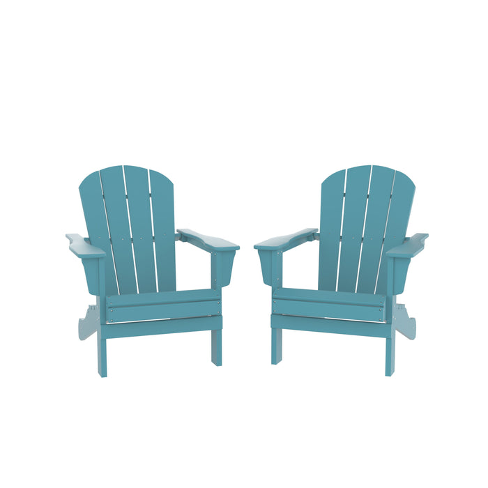 Hdpe Adirondack Chair, Fire Pit Chairs, Sand Chair, Patio Outdoor Chairs, Dpe Plastic Resin Deck Chair, Lawn Chairs, Adult Size, Weather Resistant For Patio / Backyard / Garden, Blue, (Set of 2)