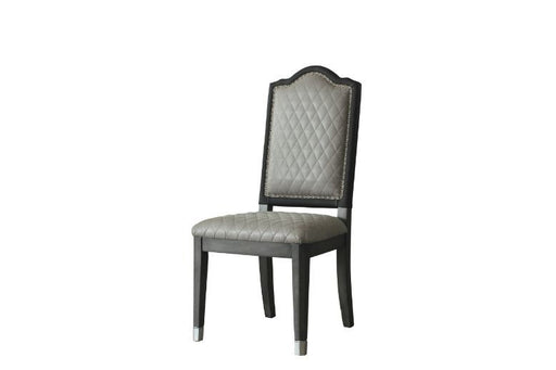 House - Beatrice Side Chair (Set of 2) - Two Tone Gray Fabric & Charcoal Finish Unique Piece Furniture