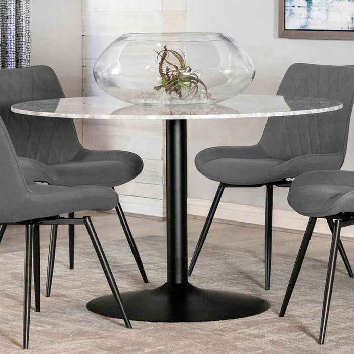Bartole - Round Dining Table - White And Matte Black Unique Piece Furniture