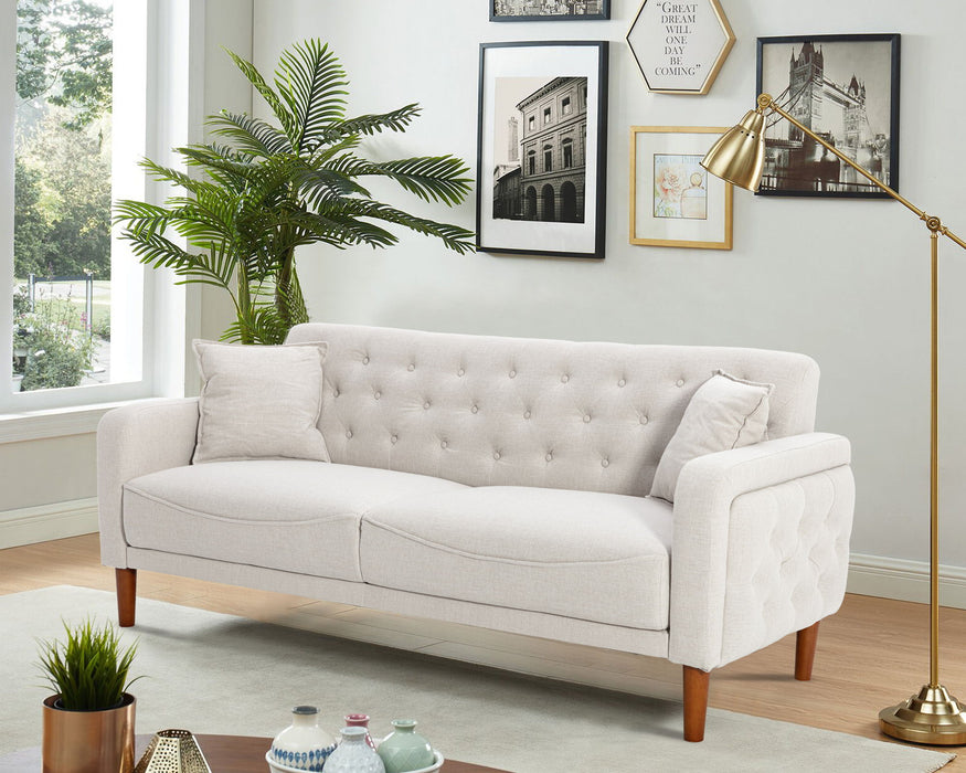 2047 White Linen Sofa
