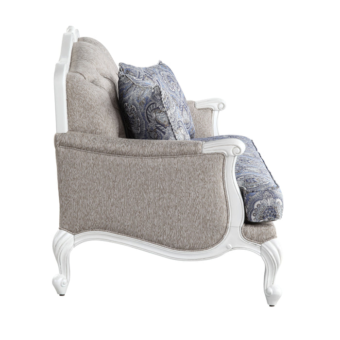 Ciddrenar - Sofa - Fabric & White Finish Unique Piece Furniture