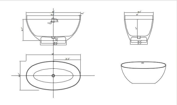 1400Mm Free Standing Artificial Stone Solid Surface Bathtub