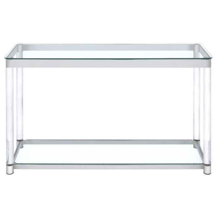 Anne - Sofa Table With Lower Shelf - Chrome And Clear Unique Piece Furniture