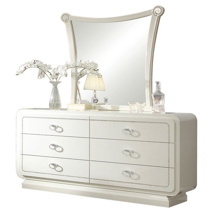 Bellagio - Mirror - Ivory High Gloss Unique Piece Furniture