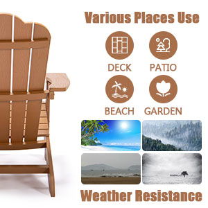 Tale Adirondack Chair Backyard Outdoor Furniture Painted Seating With Cup Holder All Weather And Fade Resistant Plastic Wood For Lawn Patio Deck Garden Porch Lawn Furniture Chairs Brown