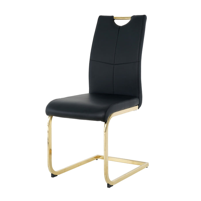 Modern Dining Chairs With Faux Leather Padded Seat Dining Living Room Chairs Upholstered Chair With Gold Metal Legs Design For Kitchen, Living, Bedroom (Set of 2)