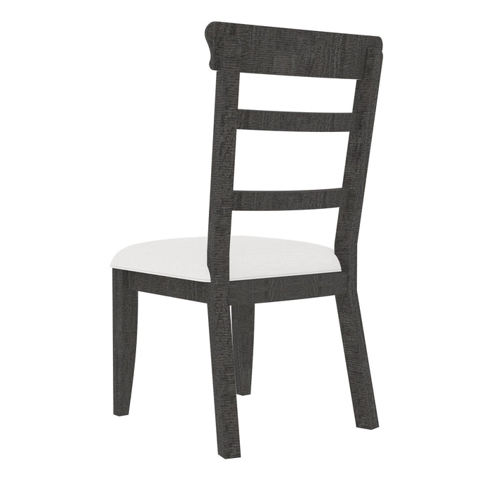 Dining Chair (Set of 2) Upholstered Cushion Seat Wooden Ladder Back Side Chairs Dark Gray