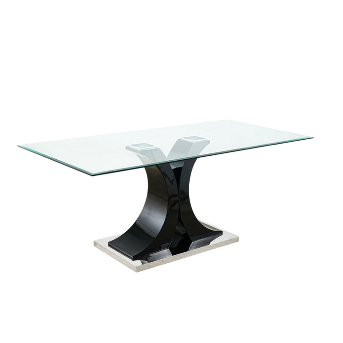 Modern Style Glass Table, Elegant Transparent Design, Durable Support Base, Solid, Selected Materials Made Of Furniture Display Fashion, Suitable For The Living Room - Black
