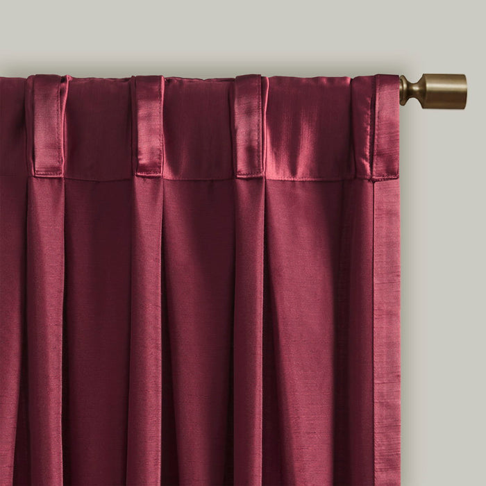 Pleat Curtain Panel With Tieback (Single) In Burgundy