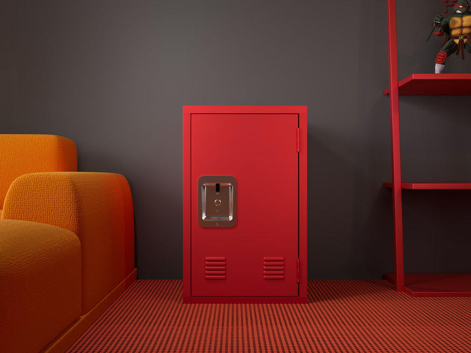 Compact Red Steel Storage Cabinet: Detachable, Ample Storage Space, Easy Assembly