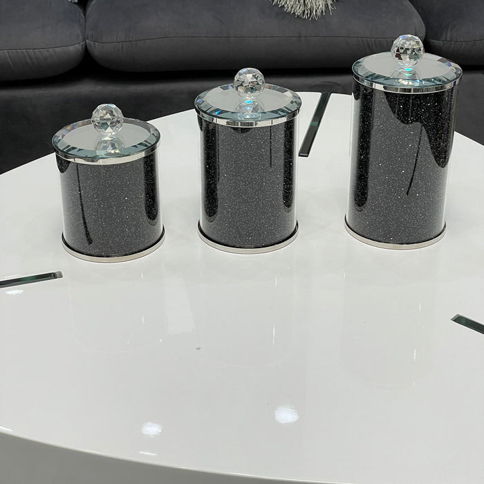 Ambrose Exquisite Three Glass Canister Set In Gift Box - Black