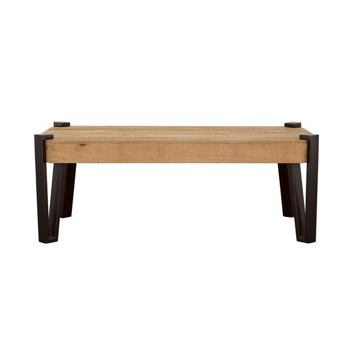 Winston - Wooden Rectangular Top Coffee Table - Natural And Matte Black Unique Piece Furniture
