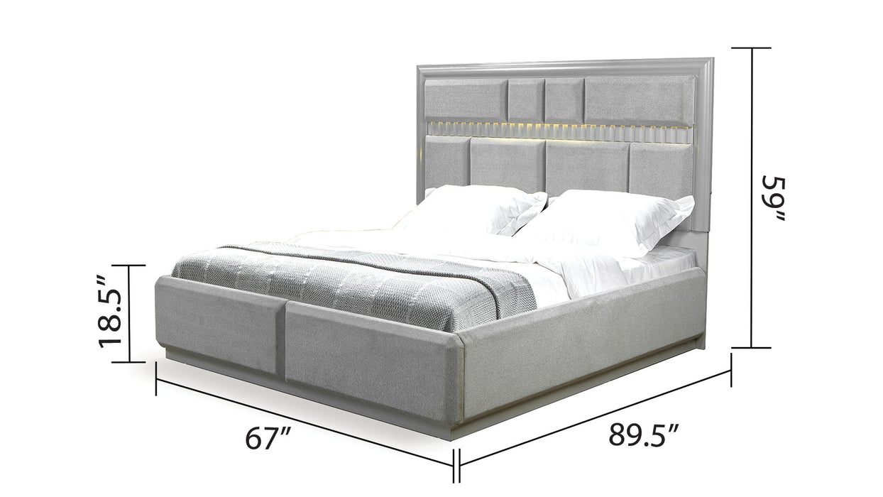 Da Vinci Modern Style Queen Bed Made With Wood In Gray