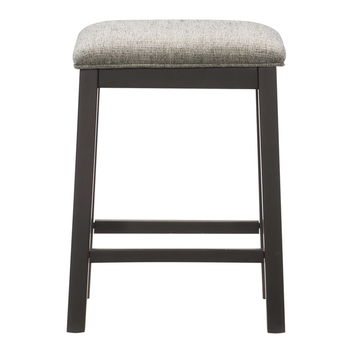 Modern Aesthetic (Set of 2) Counter Height Stool Gunmetal Gray Finish Wood Fabric Covered Padded Seat