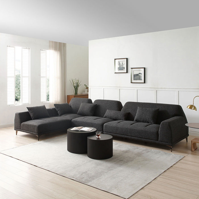 Modern Convertible Sectional Sofa Inch Dark Grey Fabric