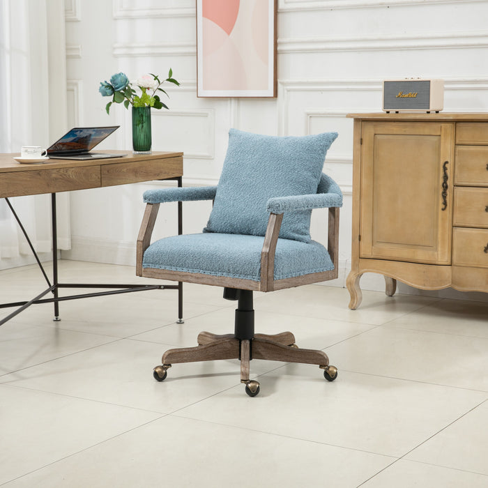 Coolmore Computer Chair Office Chair Adjustable Swivel Chair Fabric Seat Home Study Chair - Light Blue