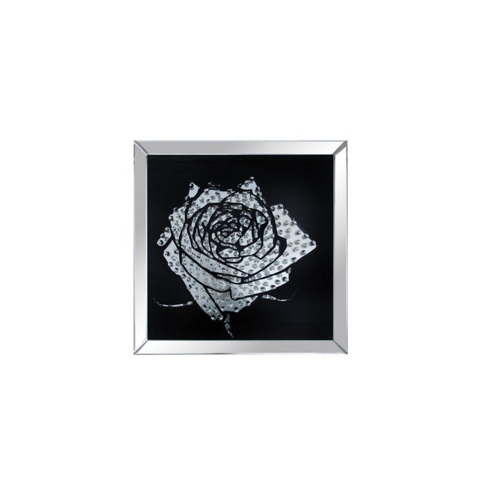 Nevina - Wall Art - Mirrored & Faux Crystal Rose Unique Piece Furniture
