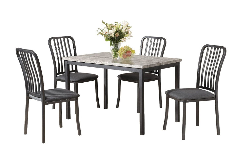 Dinette 5 Pieces Dining Set Table And 4 X Chairs Faux Marble Fabric Upholstered Chairs Kitchen Dining Room Furniture