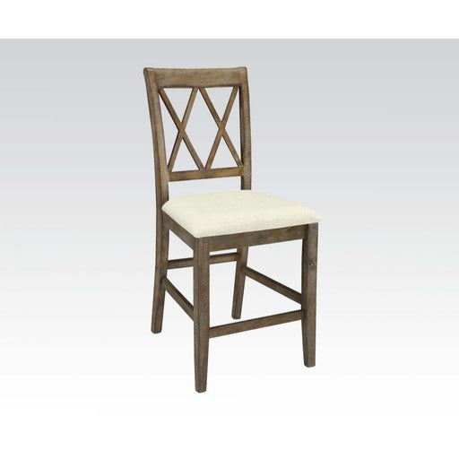 Claudia - Counter Height Chair (Set of 2) - Beige Linen & Salvage Brown Unique Piece Furniture