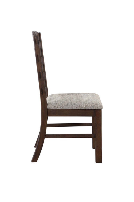 Pascaline - Side Chair (Set of 2) - Gray Fabric, Rustic Brown & Oak Finish Unique Piece Furniture