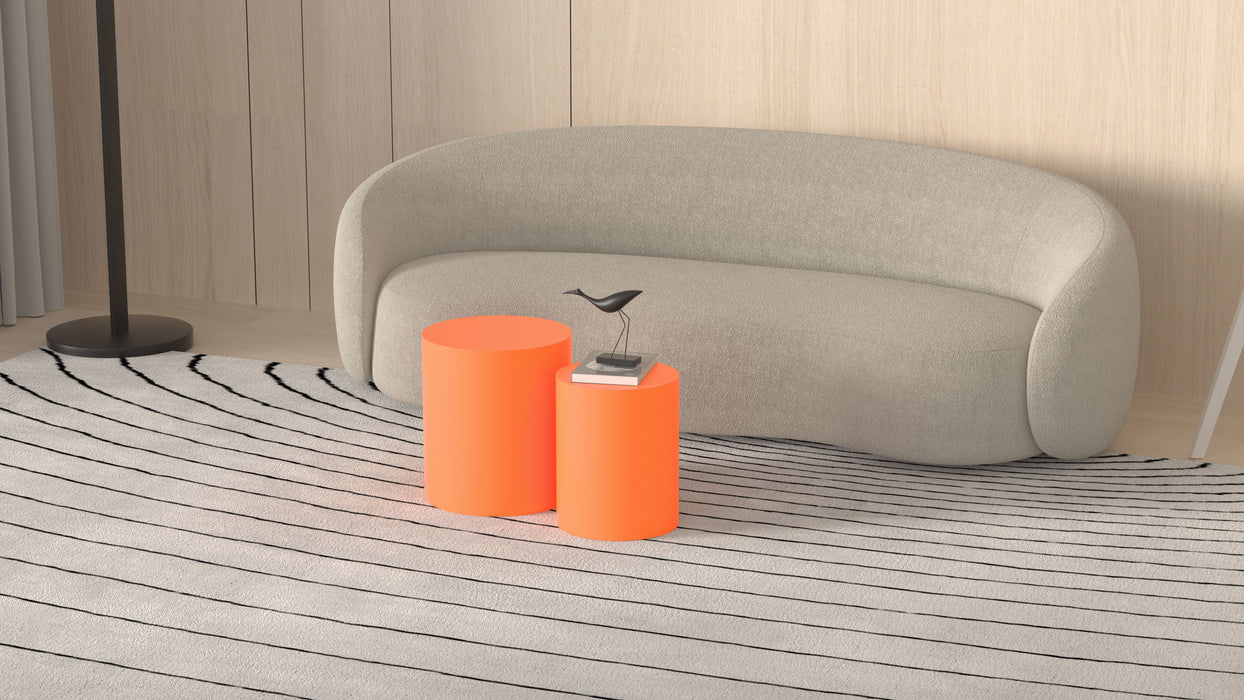 Upgrade MDF Nesting Table (Set of 2), Mutifunctional For Living Room / Small Space / Goods Display, Bright Orange