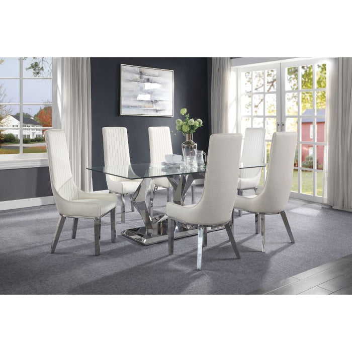 Gianna - Dining Table - Clear Glass & Stainless Steel Unique Piece Furniture