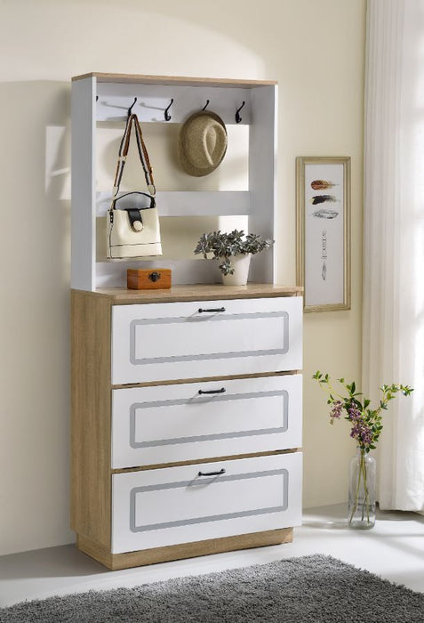 Hewett - Shoe Cabinet - Light Oak & White Finish Unique Piece Furniture