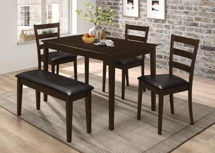 Guillen - 5 Piece Dining Set With Bench - Cappuccino And Dark Brown Unique Piece Furniture